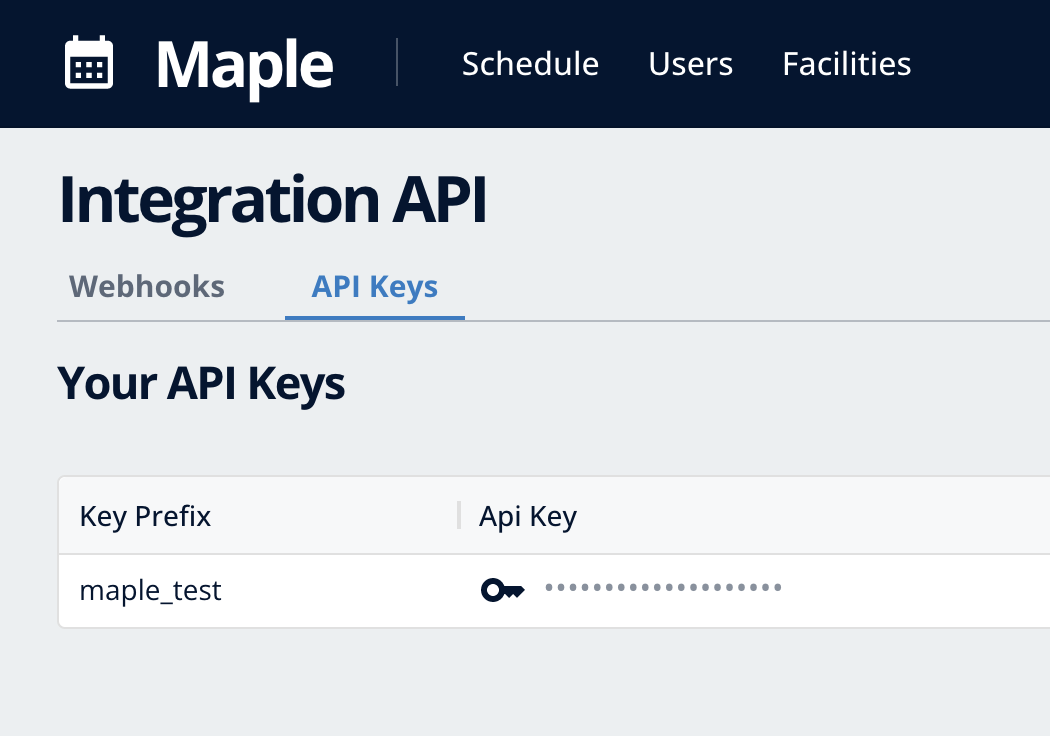 Api keys tabs